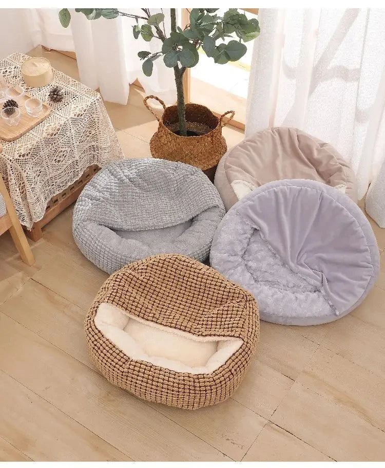 Round Pet Bed For Dog Cat Puppy House Warm Mat Winter Blankets Anti-Stress Orthopedic Fluffy Cat Dog Bed, Suitable For Winter