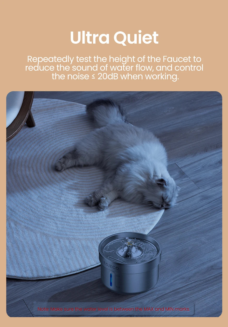 ROJECO Stainless Steel Cat Water Fountain Filters 2L Automatic Pet Water Dispenser Smart Drinking Fountain for Cat Dog Supplies