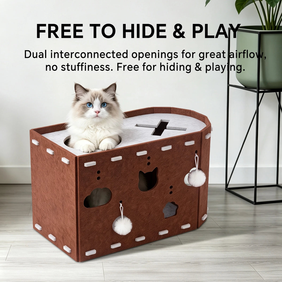 Cat Bed, A Safe And Fun Cat House With Creative Cat Toys. Made Of Felt, This Durable Scratching Toy Is Perfect For Multi-Cat Households As A Christmas Gift.