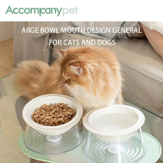 White Happy Planet Pet Bowl Tilted Raised Cat Bowl Non‑Slip Anti‑Tip Pet Feeding Dish Neck Guard Removable Bowl for Cats Small Dogs