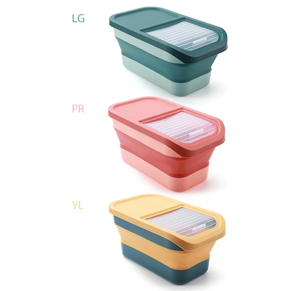 13/33LB Collapsible Cat Dog Food Storage Container, Airtight Sealing Dry Food Box with Lid for Kitchen Grain & Rice
