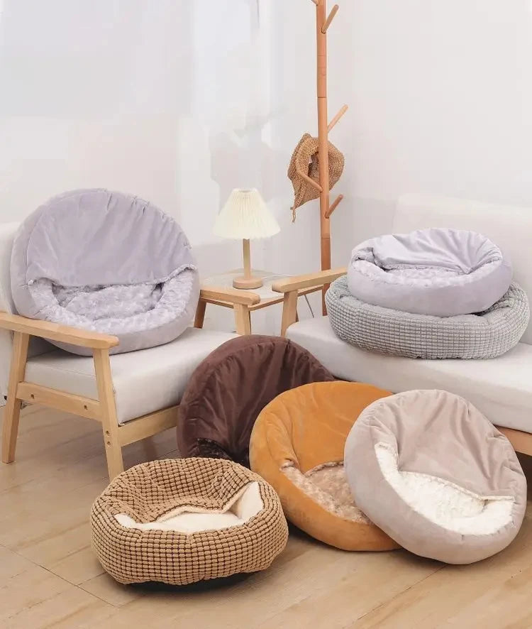 Round Pet Bed For Dog Cat Puppy House Warm Mat Winter Blankets Anti-Stress Orthopedic Fluffy Cat Dog Bed, Suitable For Winter