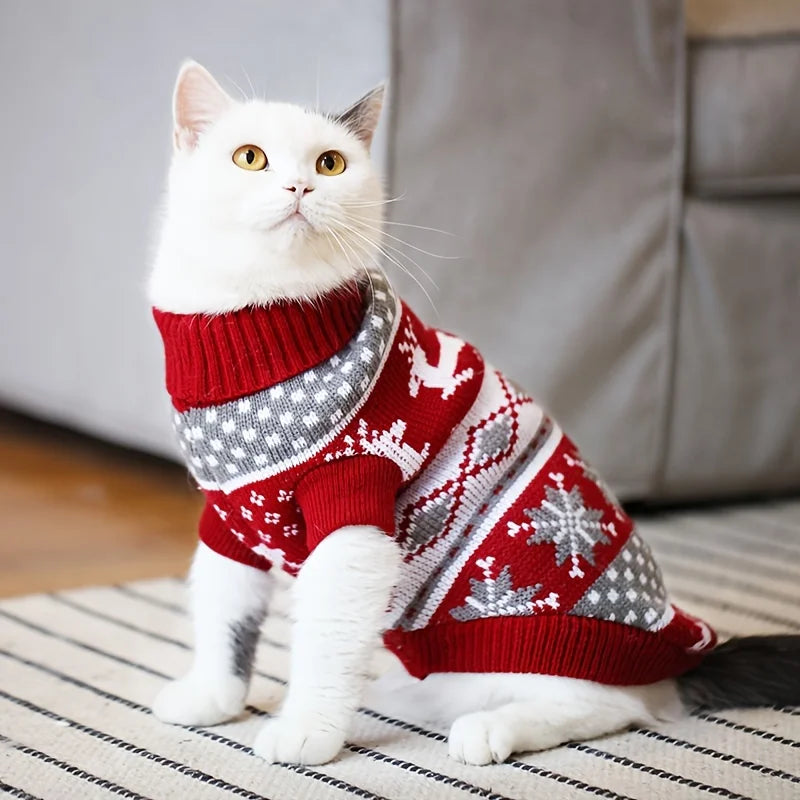 Christmas Style Pet Dog Sweater New Year Costume For Cat Cute Knitted Wool Puppy Clothes Warm Soft Winter Apparel For Medium Pet