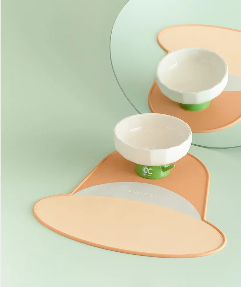 Tulip Shaped Elevated Ceramic Cat Bowl, Raised Pet Food Water Bowl for Cats, Anti-Vomiting Kitten Feeder