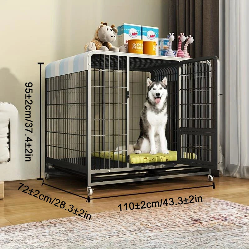 BOOTEELY Heavy Duty Dog Kennels Metal Dog Kennels Heavy Duty Indestructible And Escape-Proof Dog Crate Cage Kennel for Large Dog