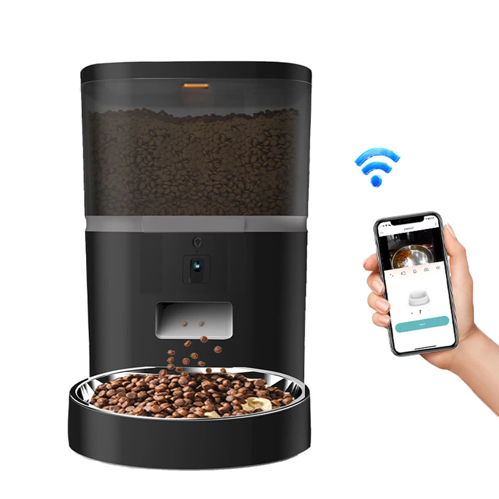 4L Double Meal Camera APP Automatic Pet Feeder Time For Pet Cats Dog Food Stainless Steel Bowl Video Dispenser Smart Pet Feeder