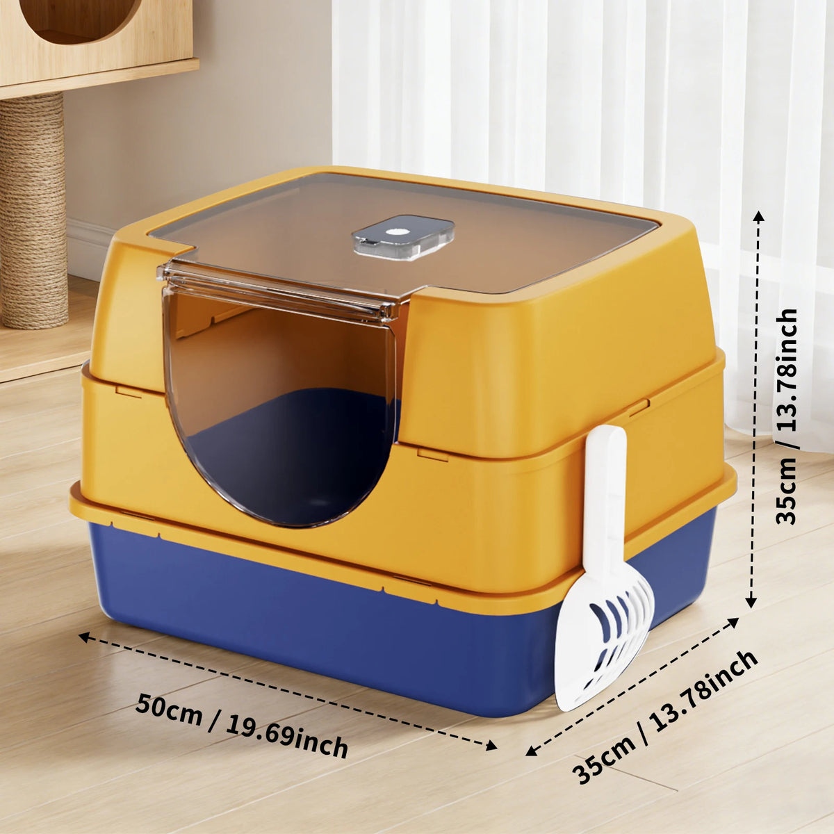 Double Color Fully Enclosed Flip Pet Litter Box With Large Space Detachable Easy To Clean,Sturdy And Durable Cat Toilet Pet Supplies