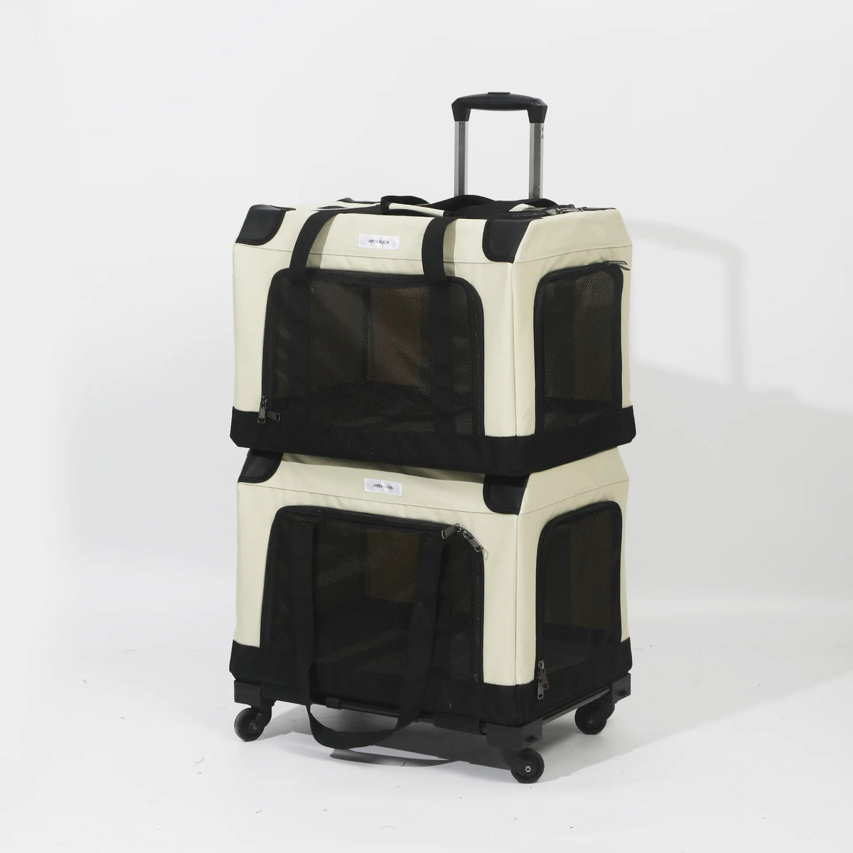 Portable Large Capacity Multi-Pet Travel Trolley Double Layer Cat Carrier Travel Bag Comfortable and Breathable for Camping