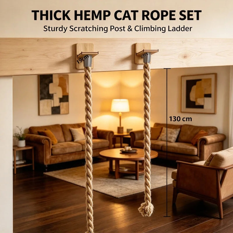 Floor To Ceiling Cat Tree Set, Sisal Rope Cat Ladder & Platform, Space Saving Cat Climbing Tower for Small Apartment