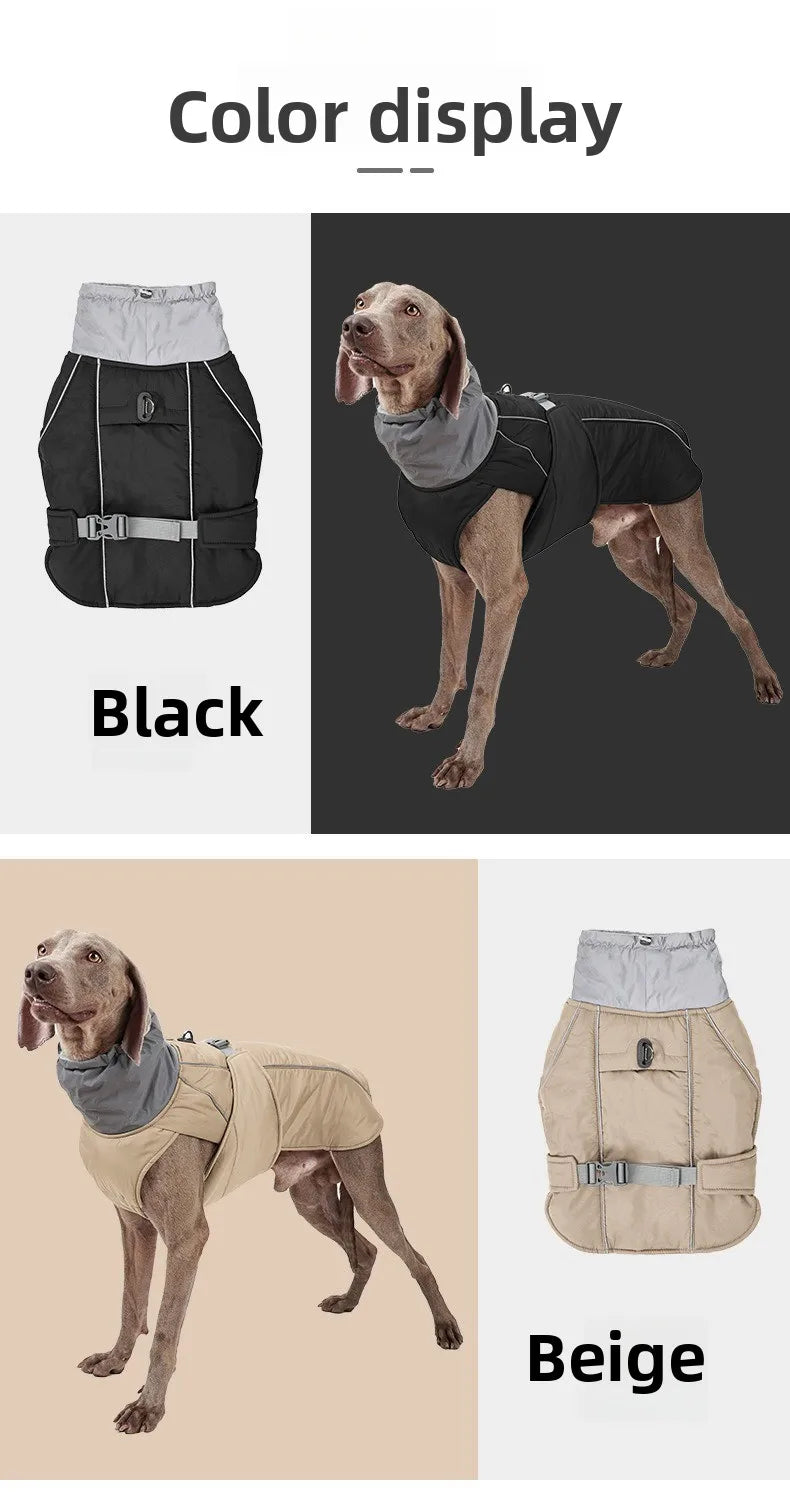 Winter Waterproof Dog Jacket with Reflective Strips, Thick Warm Coat for Pets, Adjustable with D-Ring, S-3XL