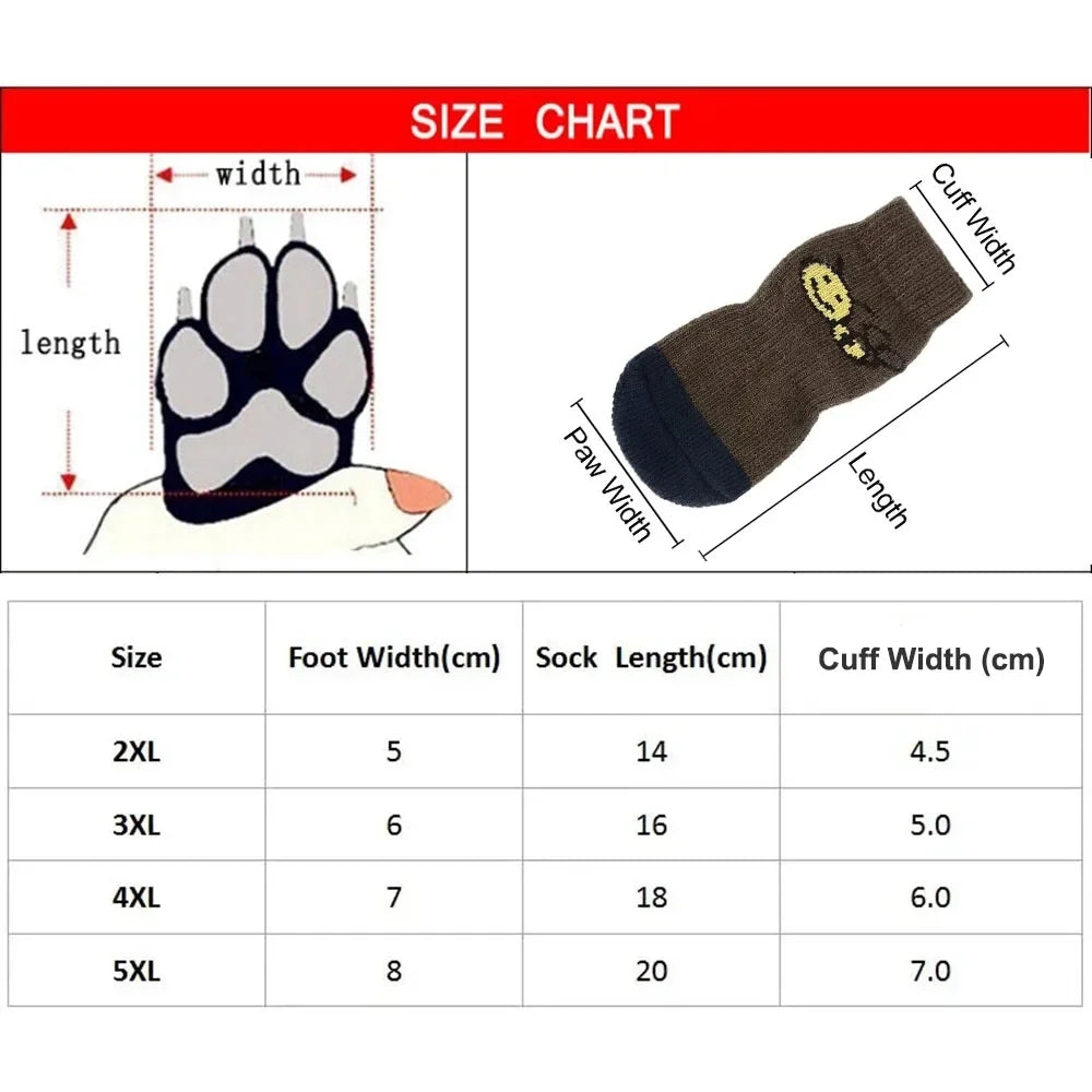 4pcs Dog Socks for Hardwood Floors to Prevent Licking Dog Boots Pet Dog Paw Protectors with Non-Slip Grips for Large Senior Dogs