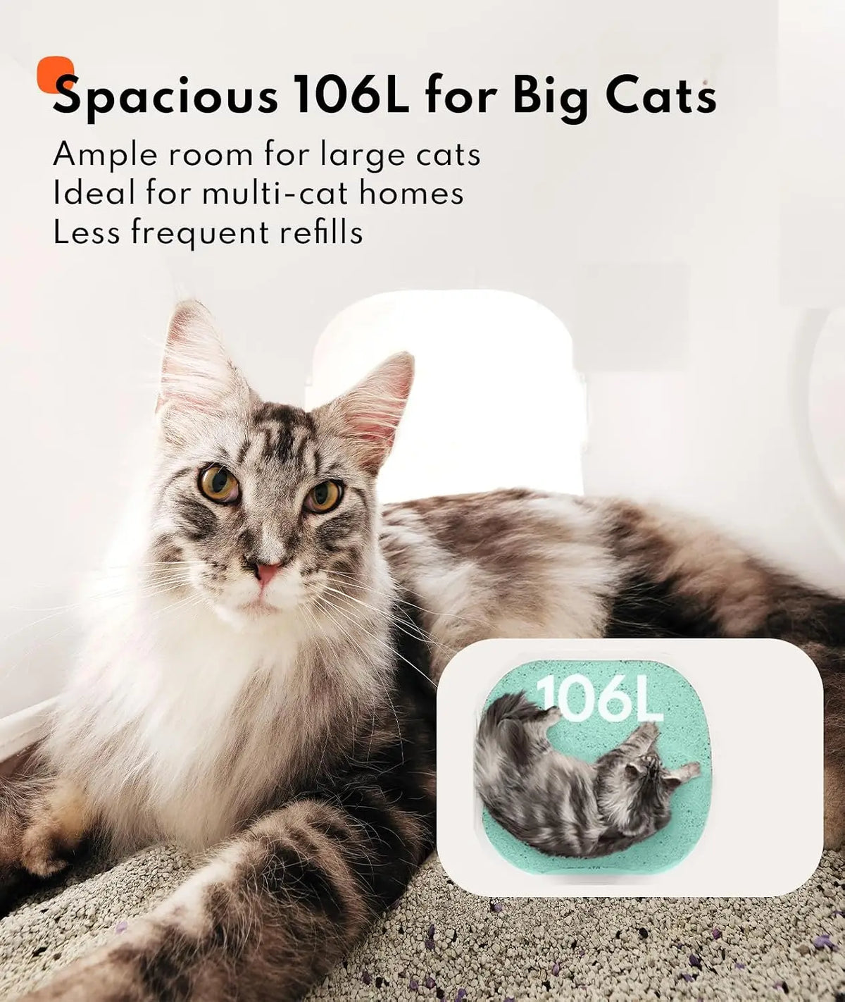 106L Self Cleaning Cat Litter Box with Raised Ramp, Customized
