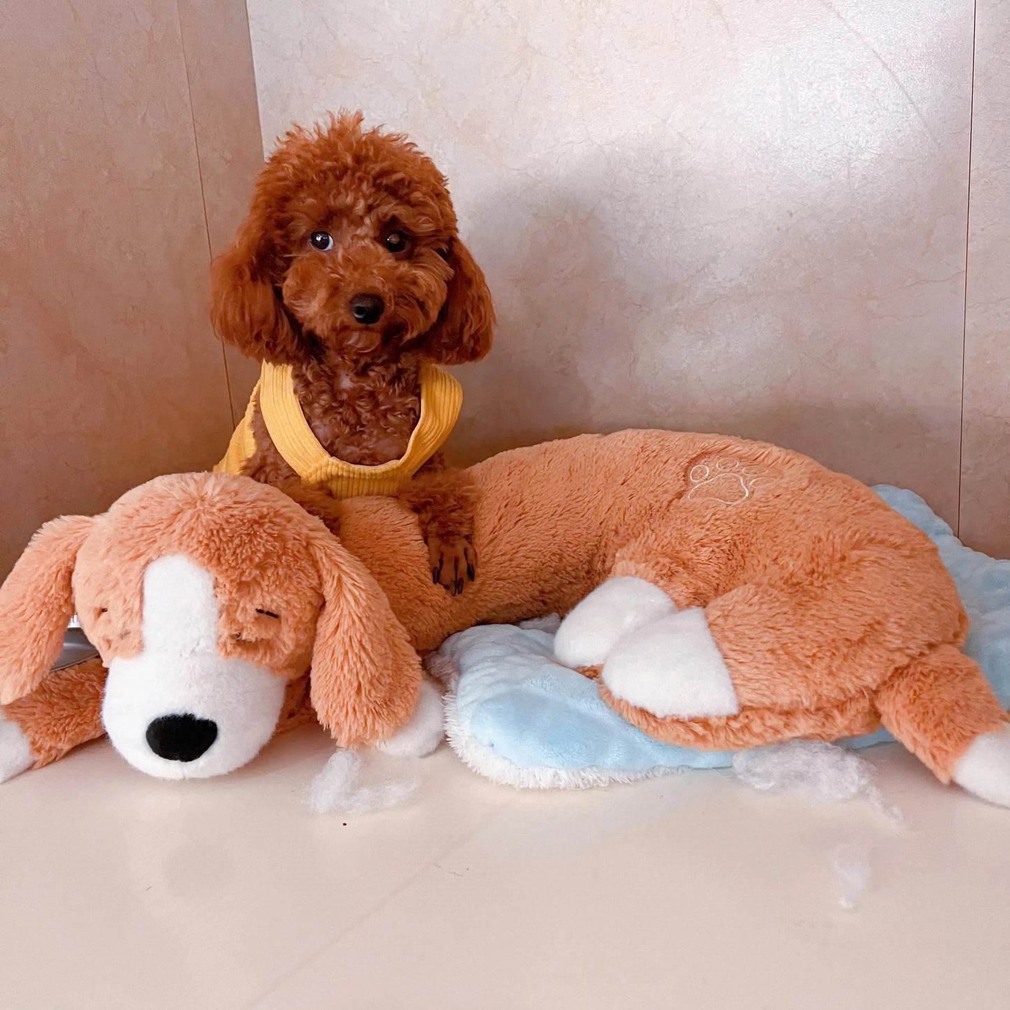 Curved Pillow Dog Heartbeat Toy for Comfort And Behavioral Training Heartbeat Stuffed Toy for Dogs And Cats