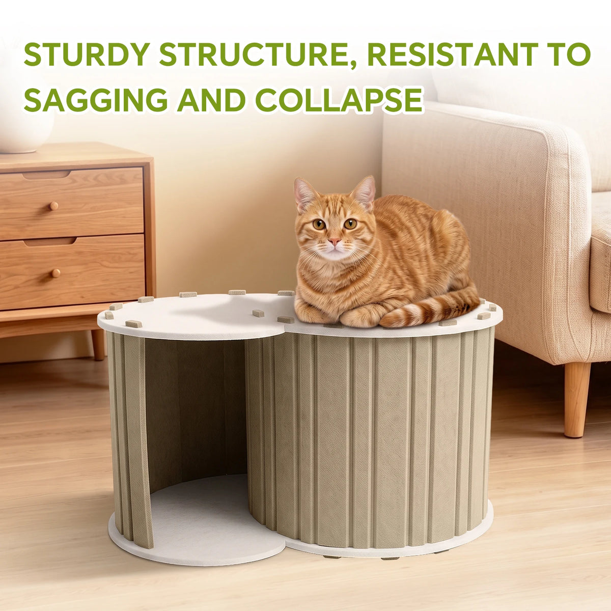 Indoor Cat Foldable Cat House - A Connected Double-Door Cat Tunnel and Semi-Enclosed Cat Hideout; Easy to Assemble; A Felt Pet House Suitable for Multiple Cats to Play and Rest - Christmas Gift