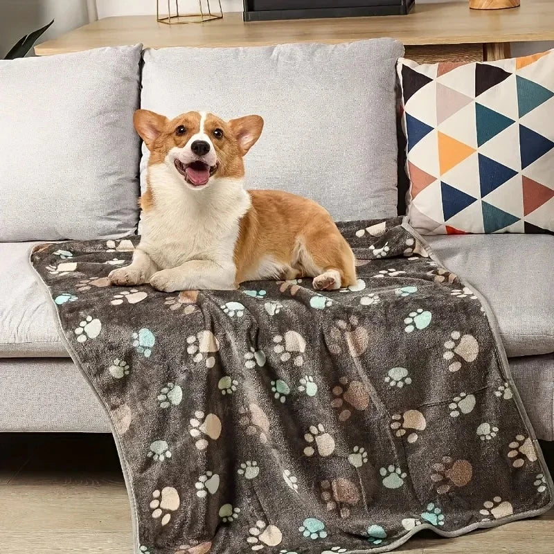 3PCS Soft Flannel Fleece Cat Dog Blanket Bed Mats Paw Foot Print Warm Pet Blanket Sleeping Beds Cover Mat For Pets Supplies