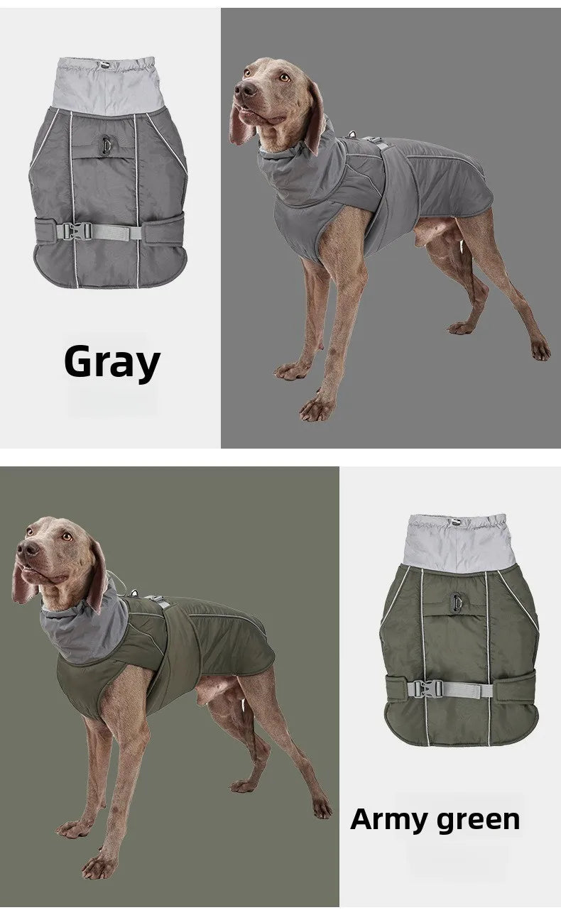 Winter Waterproof Dog Jacket with Reflective Strips, Thick Warm Coat for Pets, Adjustable with D-Ring, S-3XL