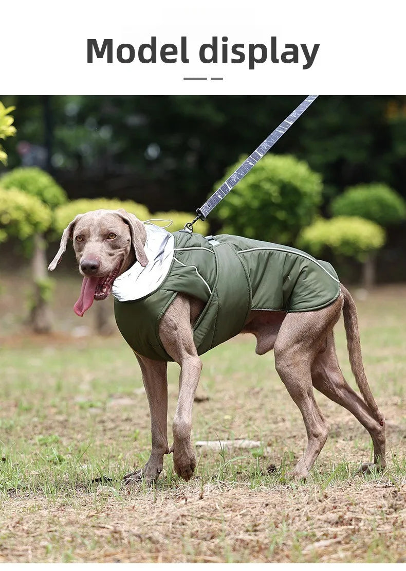 Winter Waterproof Dog Jacket with Reflective Strips, Thick Warm Coat for Pets, Adjustable with D-Ring, S-3XL
