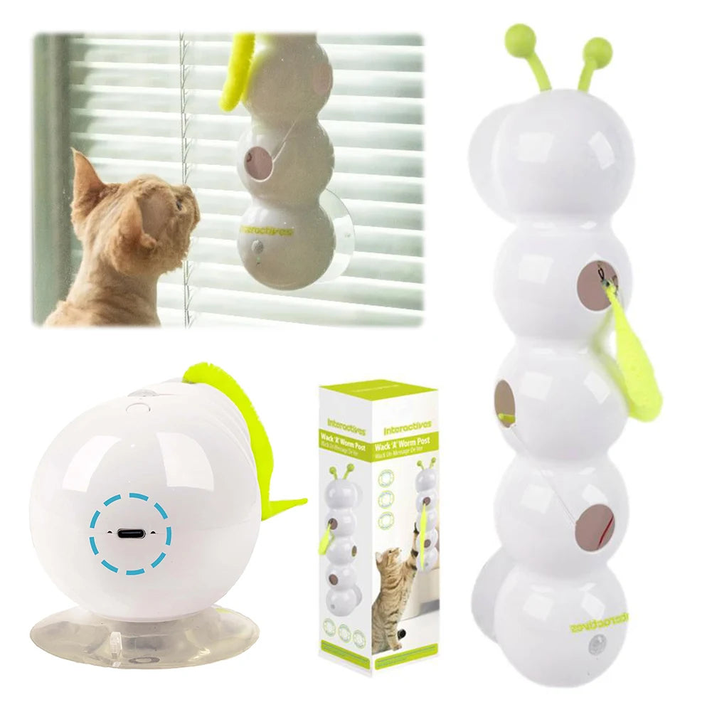 Smart Caterpillars Toy for Cat Interactive Caterpillars Cat Toy Cats Suction Cup Wiggles Worm Cat Toy with Tail for Indoor
