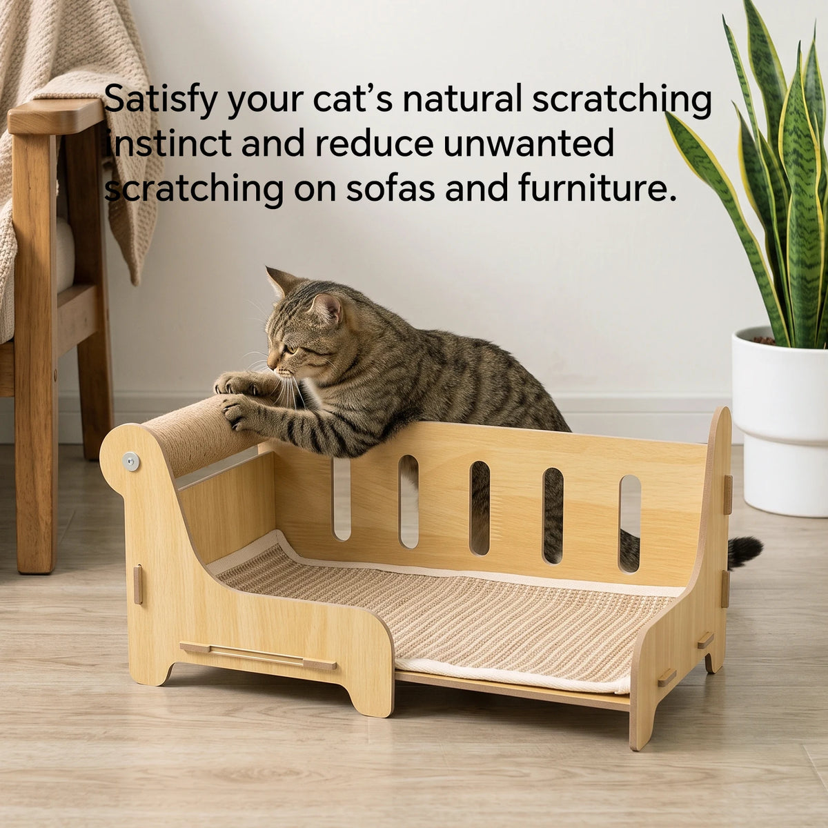 Pet Leisure Chair - Integrated Jute Cat Scratch Pad, Suitable For Indoor Cats To Sharpen Their Claws, Take Naps And For Daily Use. A Great Pet Christmas Gift.