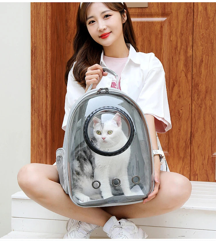 Pet Cat Carrying Bag Breathable Portable Pet Outdoor Travel Backpack Transparent Bag Carrier Pet Transport Space Capsule Bag