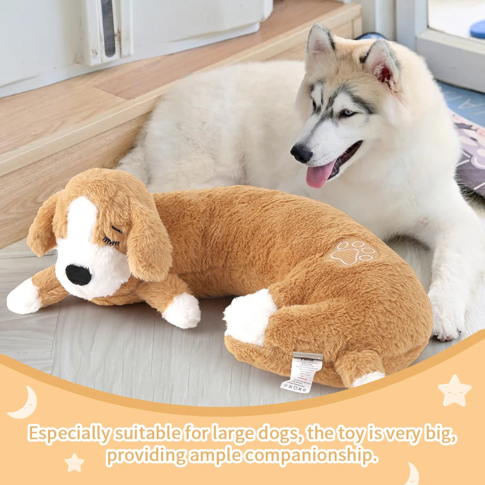 Curved Pillow Dog Heartbeat Toy for Comfort And Behavioral Training Heartbeat Stuffed Toy for Dogs And Cats