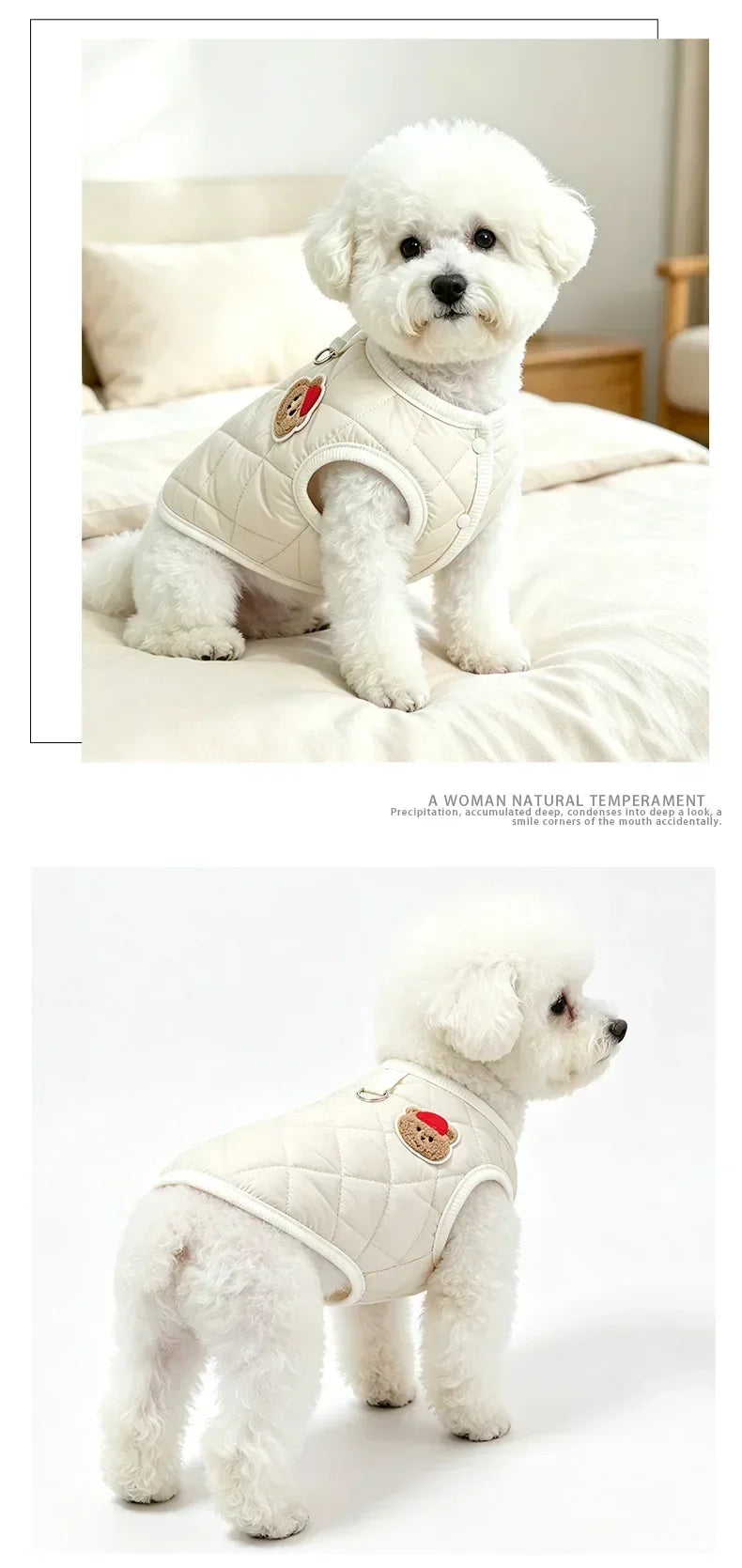 Autumn Winter Warm Reversible Quilted Vest for Small Dogs Teddy Schnauzer and Cats Double Sided Cold Resistant Pet Clothing