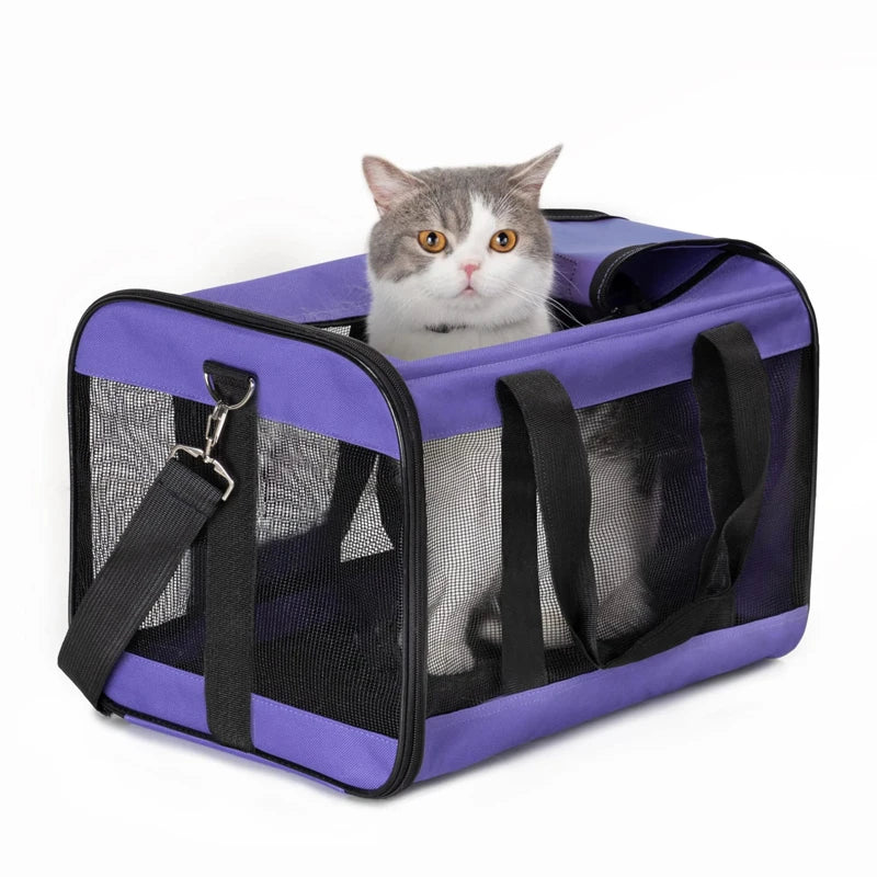 Travel Pet Bag Portable For Outdoor Carrying One Shoulder Breathable Cat Dog Bag Comfort Foldable Handbag Pet Transport Bag