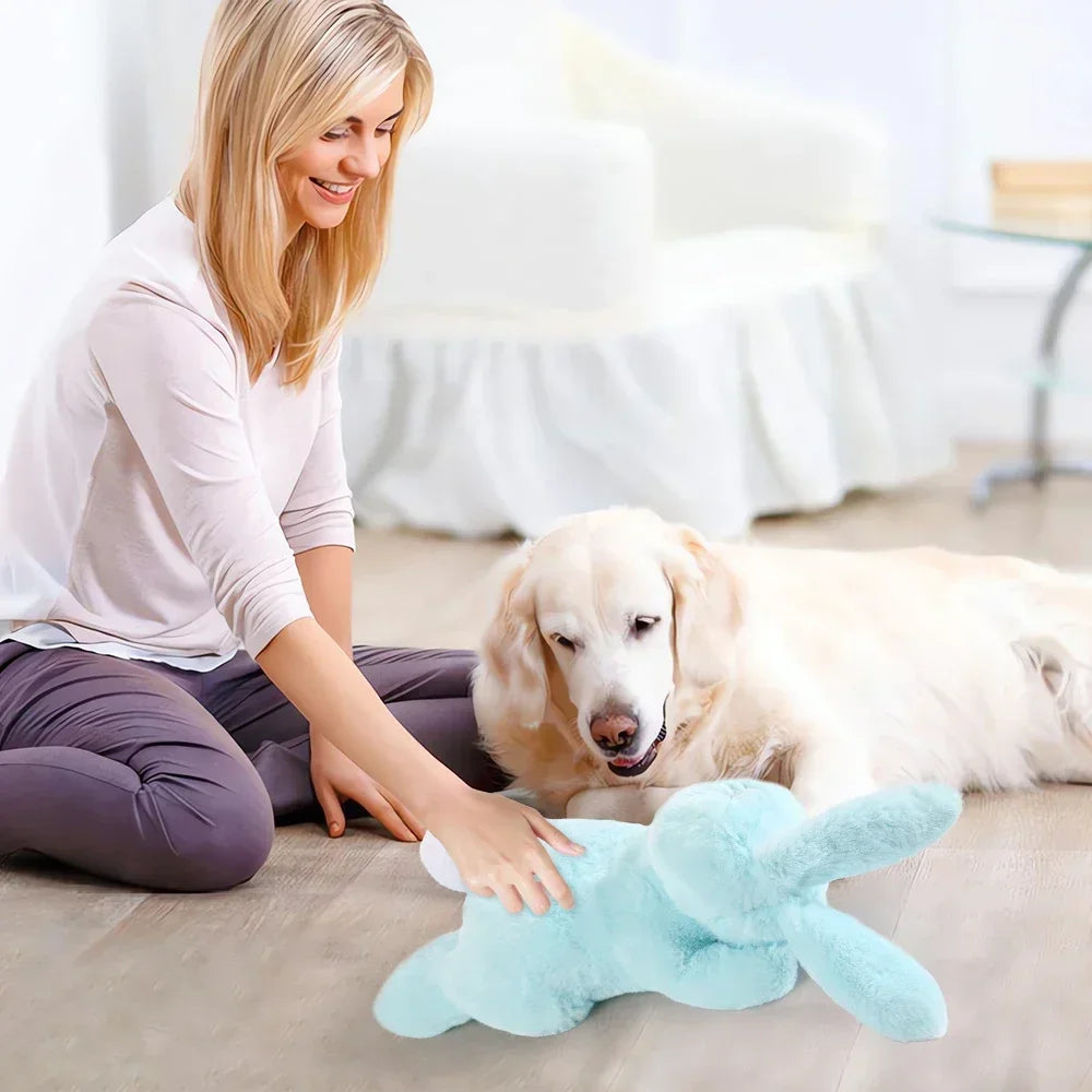 Bunny Plush Dog Heartbeat Toy Puppy Anxiety Relief Calming Sleep Aid Comfort Pillow for Crate Training Small Puppies