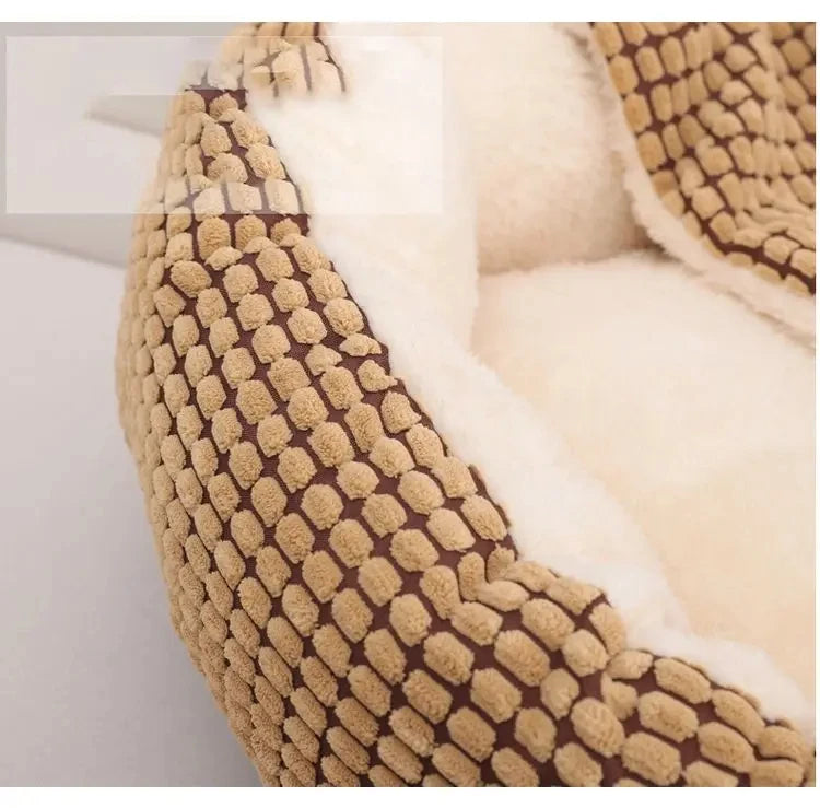 Round Pet Bed For Dog Cat Puppy House Warm Mat Winter Blankets Anti-Stress Orthopedic Fluffy Cat Dog Bed, Suitable For Winter