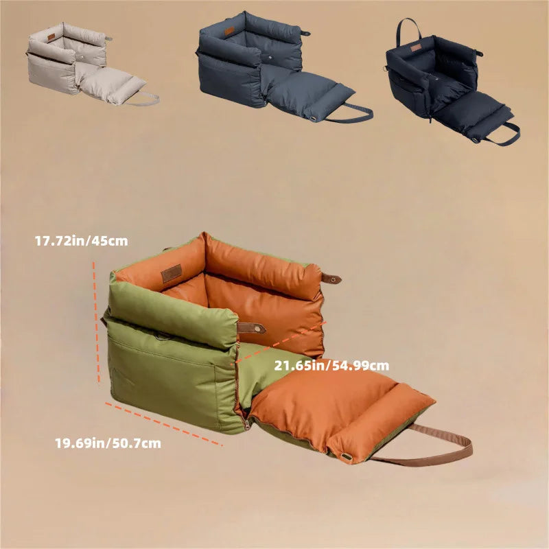 Pet Outing Luxury Faux Leather Dog Car Seat Waterproof Dog Beds Kennel Pet Booster Car Seat Dog Cat Travel Seat