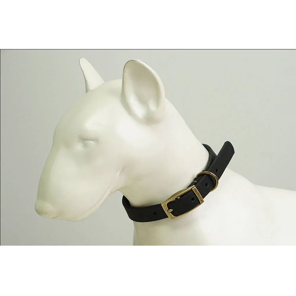 Genuine Leather Dog Collar Solid Durable Dogs Puppy Pet Collar For Small Medium Large Dogs French Bulldog Leather Cat Necklace