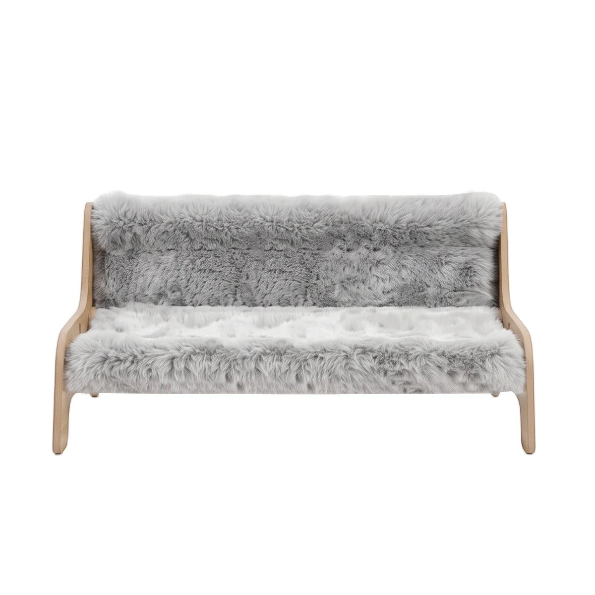 Coral Fleece Cat Sofa Bed with Wooden Frame for Indoor Kittens & Small Dogs, Cozy Puppy Den Lounge Chair