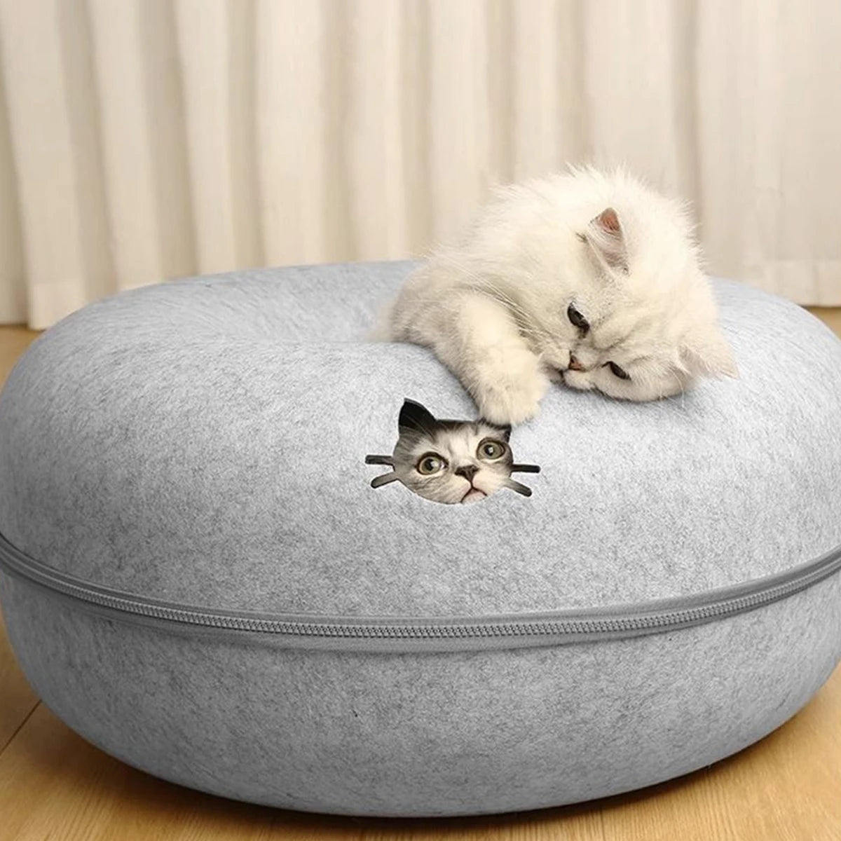 B-Tunnel Donut Cat Bed Interactive Tunnel Pet Felt Indoor Toys Cats House Kitten Training Toy Cat Kennel Cat Accessories