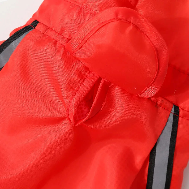 Fun Cartoon Puppy Four-Legged Raincoat Waterproof High Visibility Reflective Hooded Rain Jacket Ventilated Lined Outdoor Rain Suit for Dogs Cats