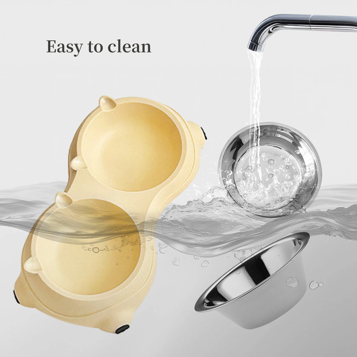 Simple And Cute Macaron Pure Color Stainless Steel Pet Double Bowl For Cats Dogs Feeding And Drinking Bowl Feeder