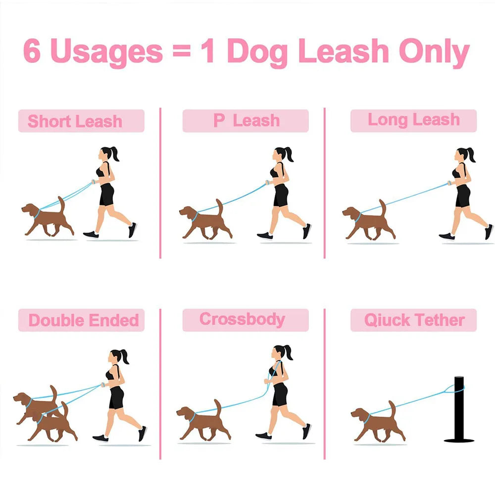 Multi Function Leather Dog Leads Hands Free Dog Running Leash Genuine Leather Dog Double Leash for Walking Two Dogs Pet Supplies
