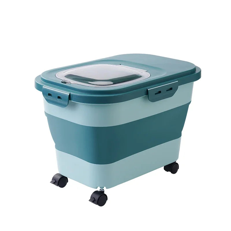 13/33LB Collapsible Cat Dog Food Storage Container, Airtight Sealing Dry Food Box with Lid for Kitchen Grain & Rice