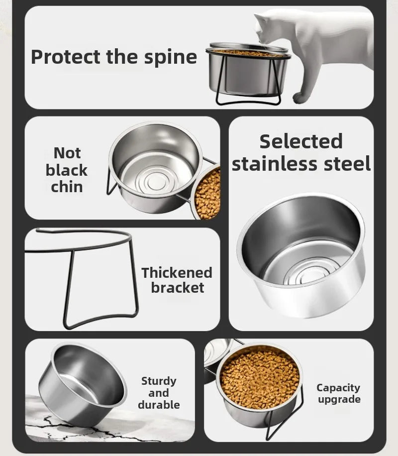 Large Stainless Steel Dog Slow Food Bowl with Thickened Stand Elevated  Pets Products Supplies Feeders Accessories Tip Proof