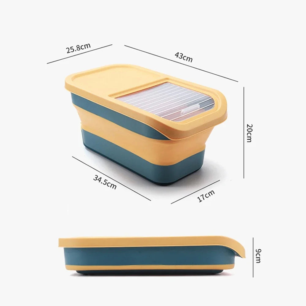 13/33LB Collapsible Cat Dog Food Storage Container, Airtight Sealing Dry Food Box with Lid for Kitchen Grain & Rice