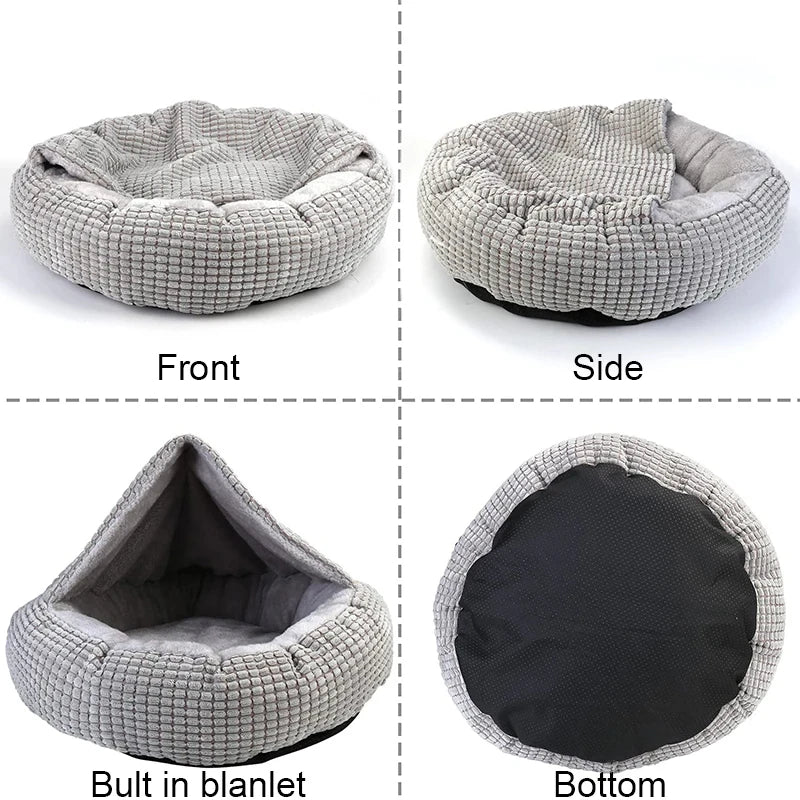 Round Pet Bed For Dog Cat Puppy House Warm Mat Winter Blankets Anti-Stress Orthopedic Fluffy Cat Dog Bed, Suitable For Winter