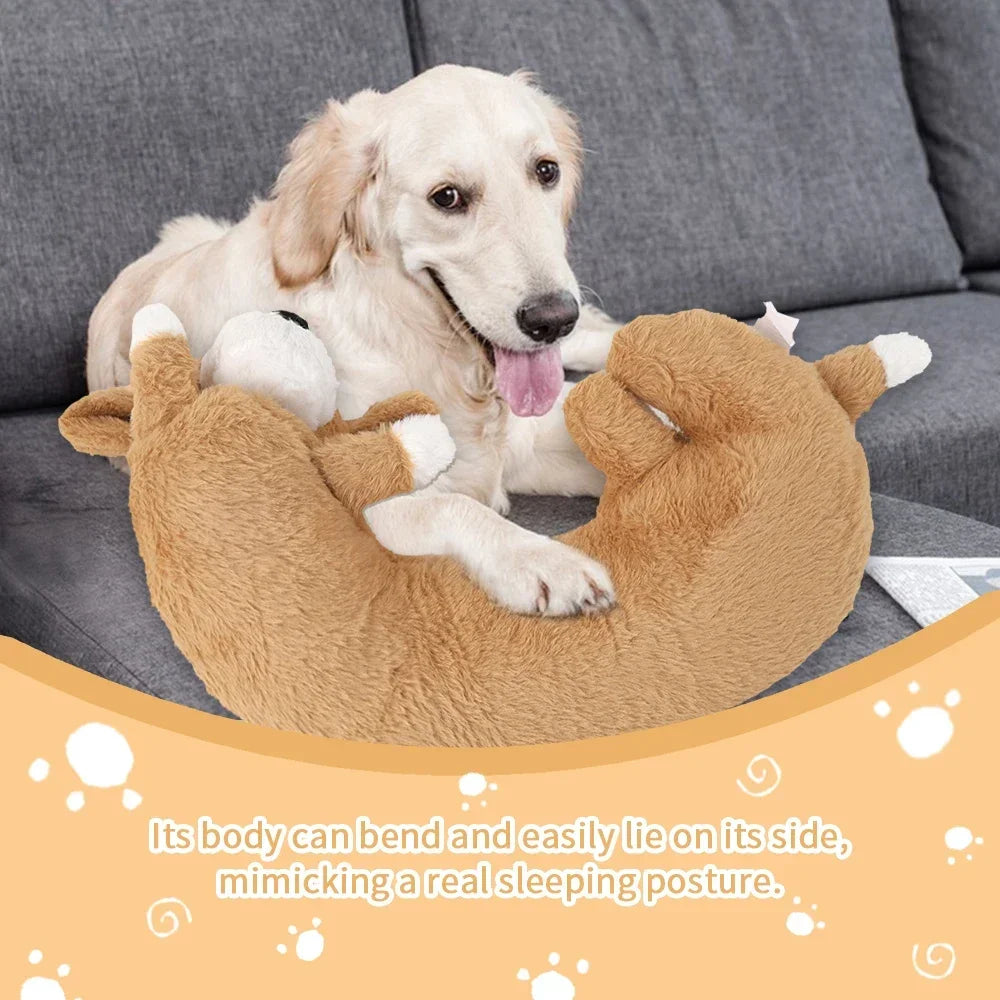 Curved Pillow Dog Heartbeat Toy for Comfort And Behavioral Training Heartbeat Stuffed Toy for Dogs And Cats
