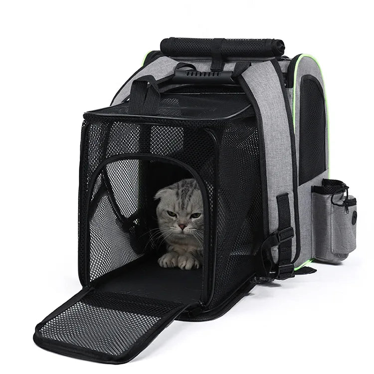 Expandable Pet Carrier Backpack, Breathable Large Capacity Travel Bag, Outdoor Hiking Backpack for Cats and Small Dogs