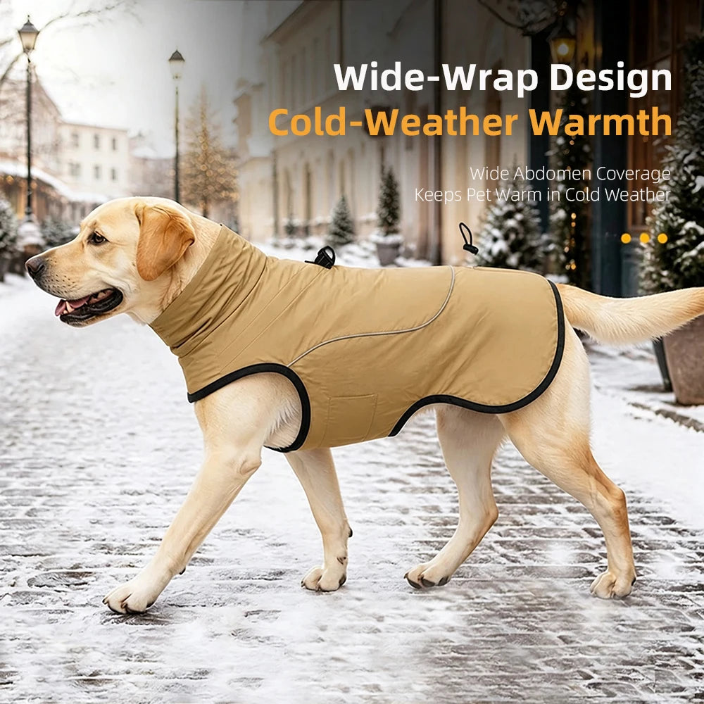 Small Medium Large Dog Winter Coat With Built‑in D‑Ring, Waterproof Snow‑Proof Pullover Dog Jacket, Warm Cotton Pet Clothes for