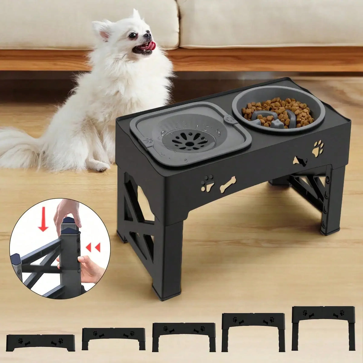 Raised Dog Bowl Stand Anti Slip Feet Double Feeder For Small Medium Large Dogs Cats Pet Bowls