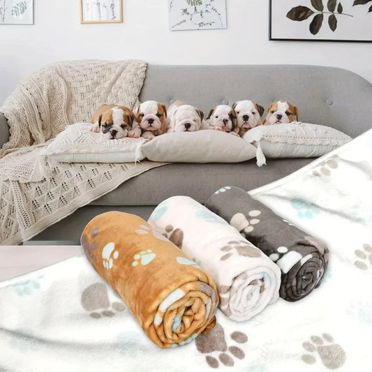 3PCS Soft Flannel Fleece Cat Dog Blanket Bed Mats Paw Foot Print Warm Pet Blanket Sleeping Beds Cover Mat For Pets Supplies