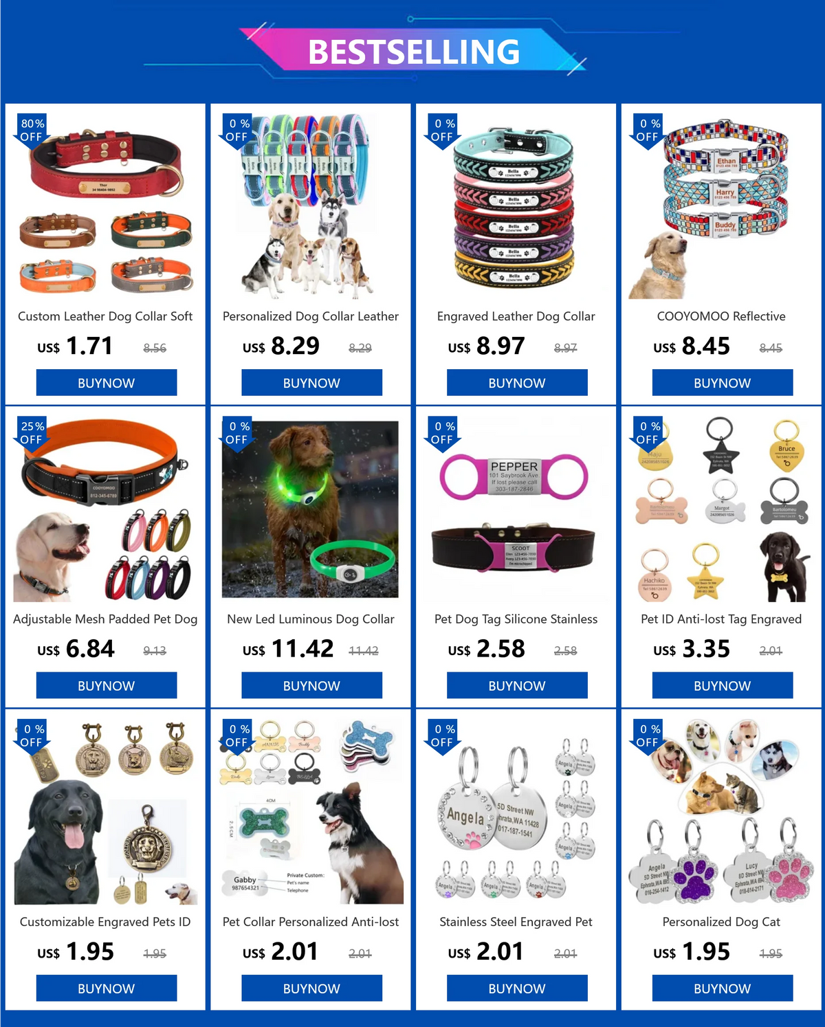 Custom Leather Dog Collar Soft Padded Dog Collars Personalized Pet ID Necklace Free Engraved Name Paw For Small Medium Dogs Pug