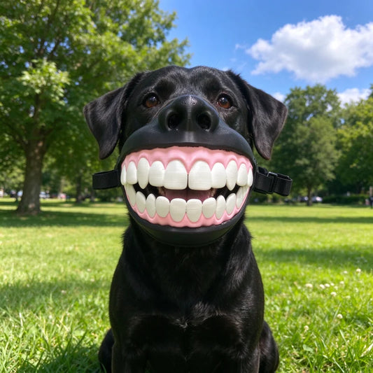 Halloween Funny Dog Muzzle with Smiling Teeth Novelty Party Prank Pet Costume Gift for Fans