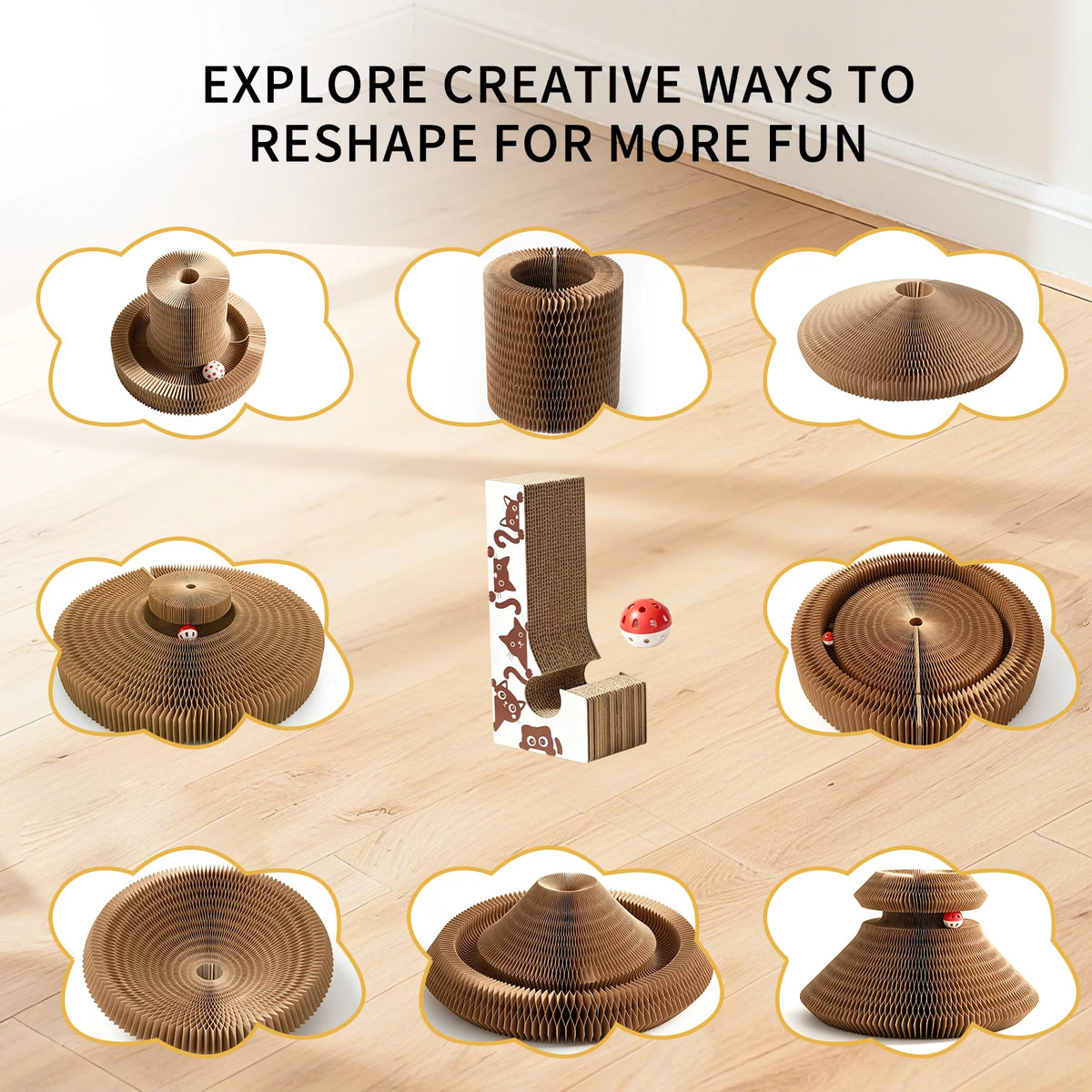 Cat Accordion Magic Organ Cat Scratching Board Cat Toy Ball Scratch Pad Cat Scratcher Kitty Kurlz Cat Toy