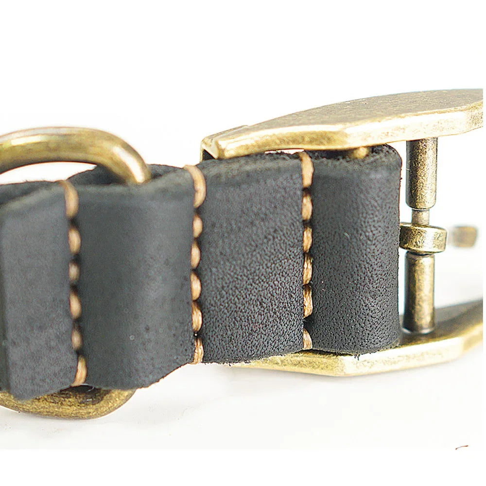 Genuine Leather Dog Collar Solid Durable Dogs Puppy Pet Collar For Small Medium Large Dogs French Bulldog Leather Cat Necklace