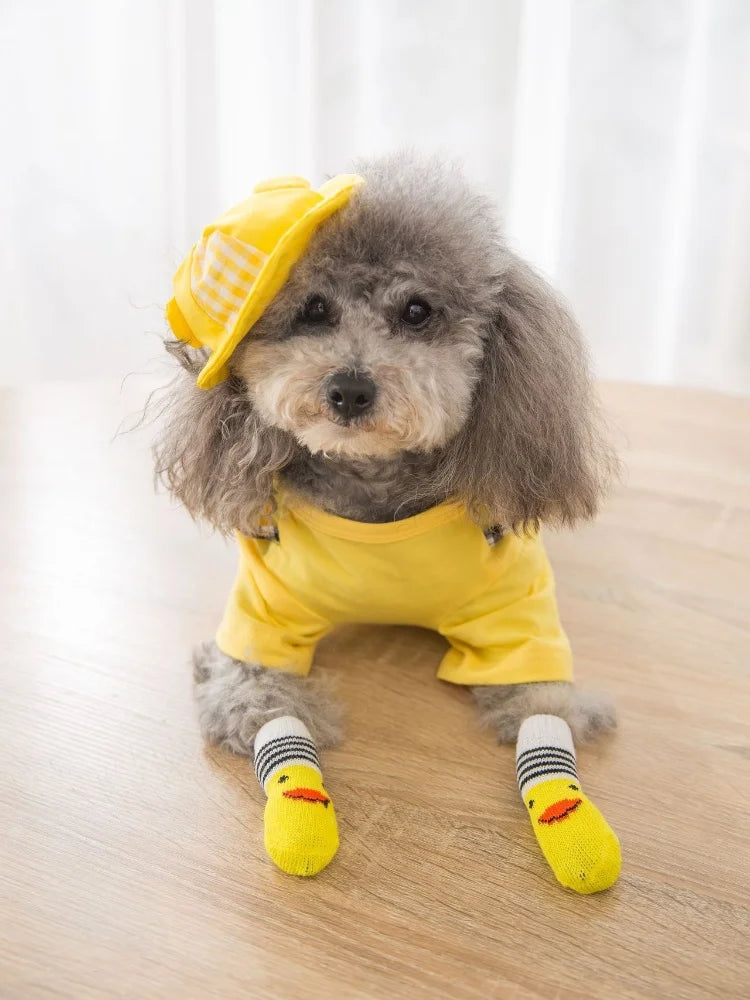 4pcs/set Dog Socks Cute Pattern Foot Covers Warm Anti Slip Shoes Puppy Paw Protector Christmas Gift for Puppy Cat Dogs